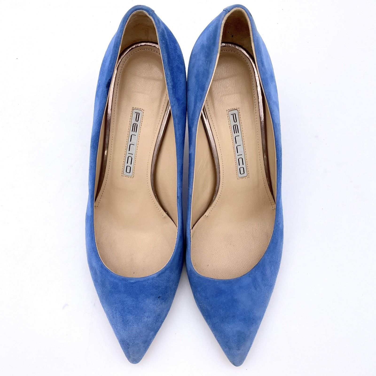 PELLICO パンプス スエード ポインテッドトゥ ブルー 1459A - メルカリ