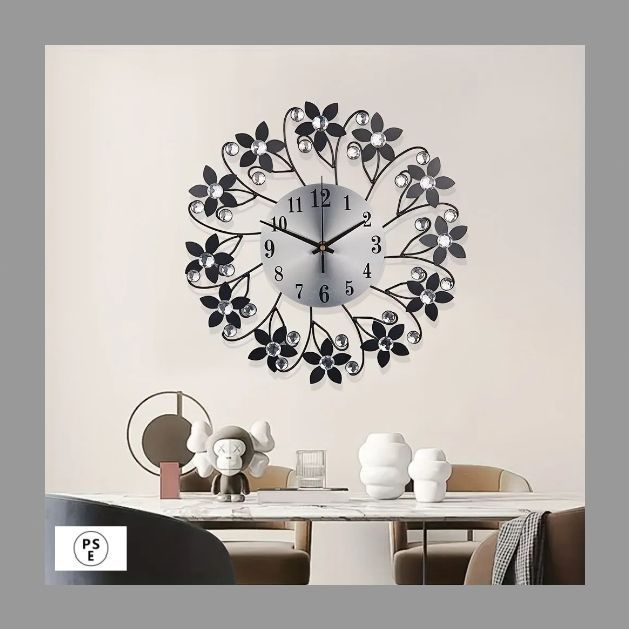 時計 壁掛け時計 静音 おしゃれ 花 クリエイティブ サイレント メタル