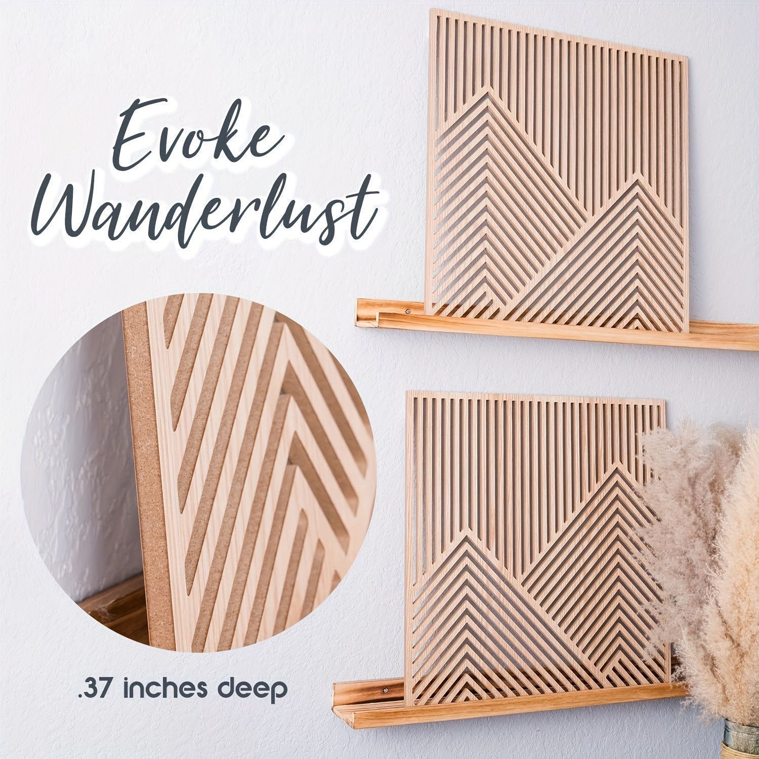 ウォールアート 2ピース ボヘミアン風 木製マウンテンウォールアート