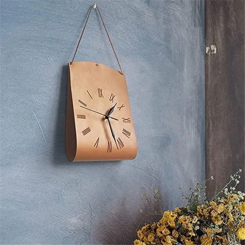 時計 アナログ 掛け時計 壁掛け 時計 ウォールクロック レザーバッグ風