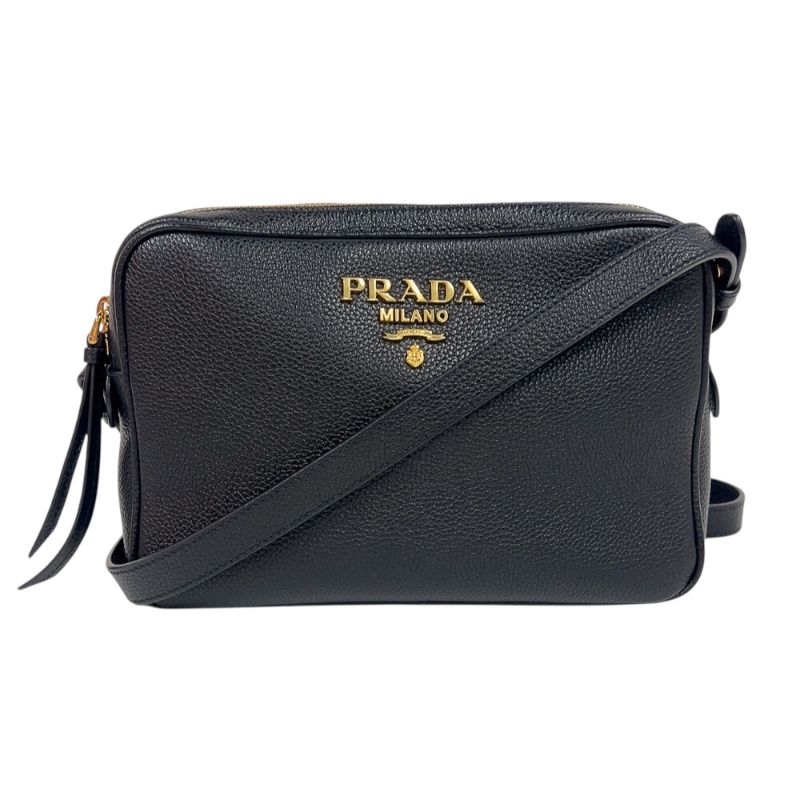 プラダ PRADA ヴィッテダイノカメラバッグ ブラック ゴールド金具 ヴィッテダイノレザー メンズ ショルダーバッグ