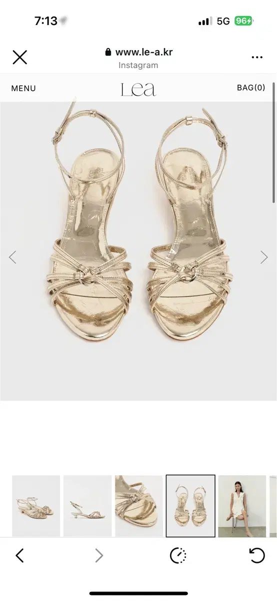 LEA 金色 ストラップ サンダル ヒール 235