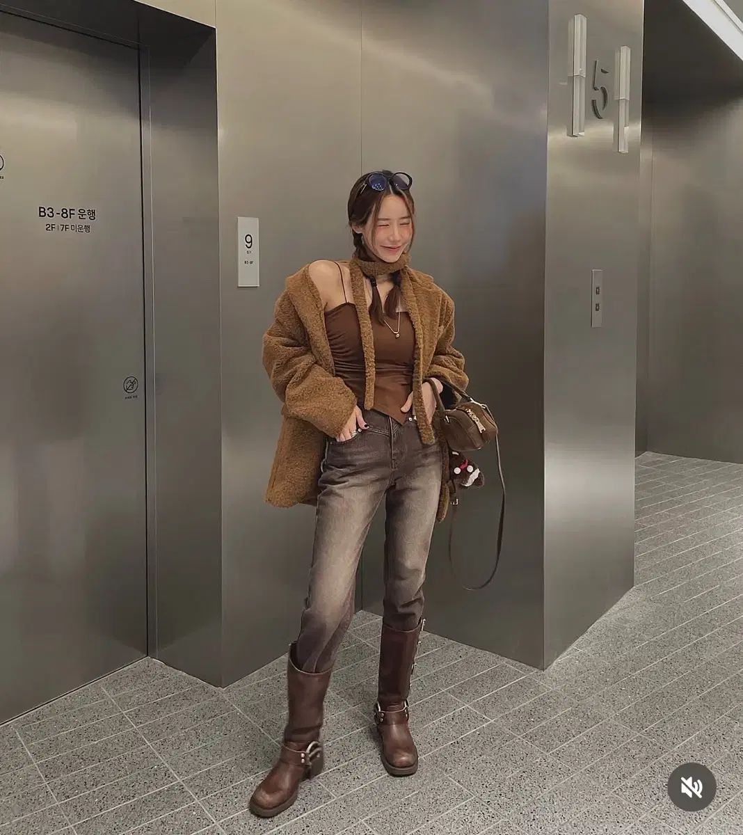 ブラウン バギーフィット パンツ DINT