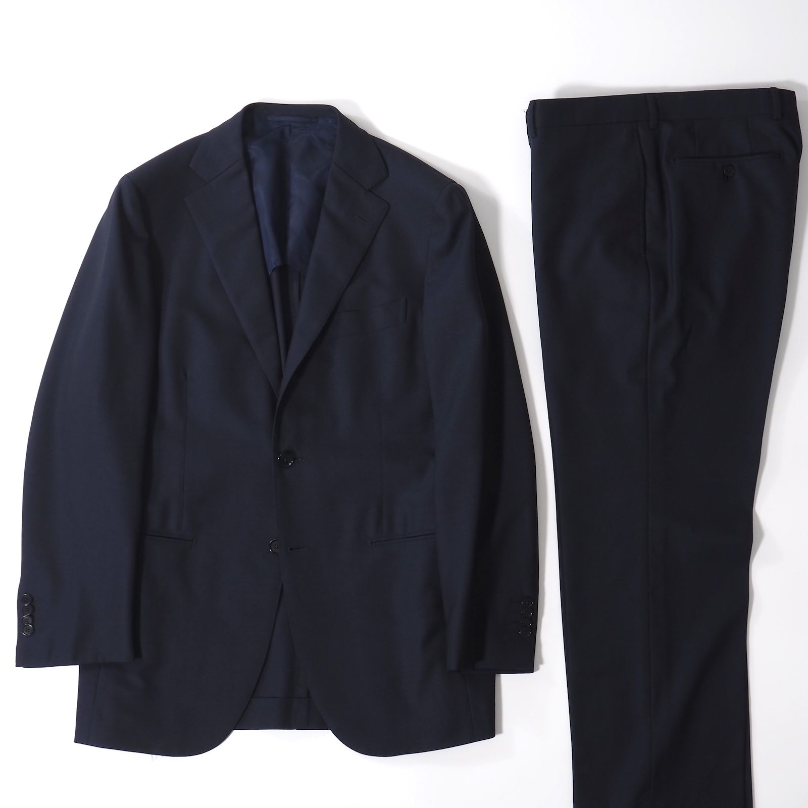 ビームスエフ BEAMS F ウール セットアップ スーツ ジャケット パンツ アンコン 50 ネイビー メンズ 5 ZK 007