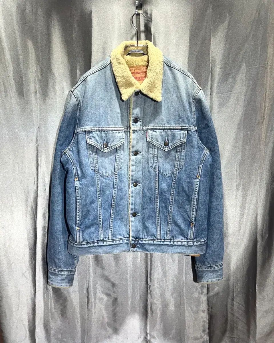 L 節約 リーバイス ウルフ カラ ウォッシュド デニムジャケット 90s