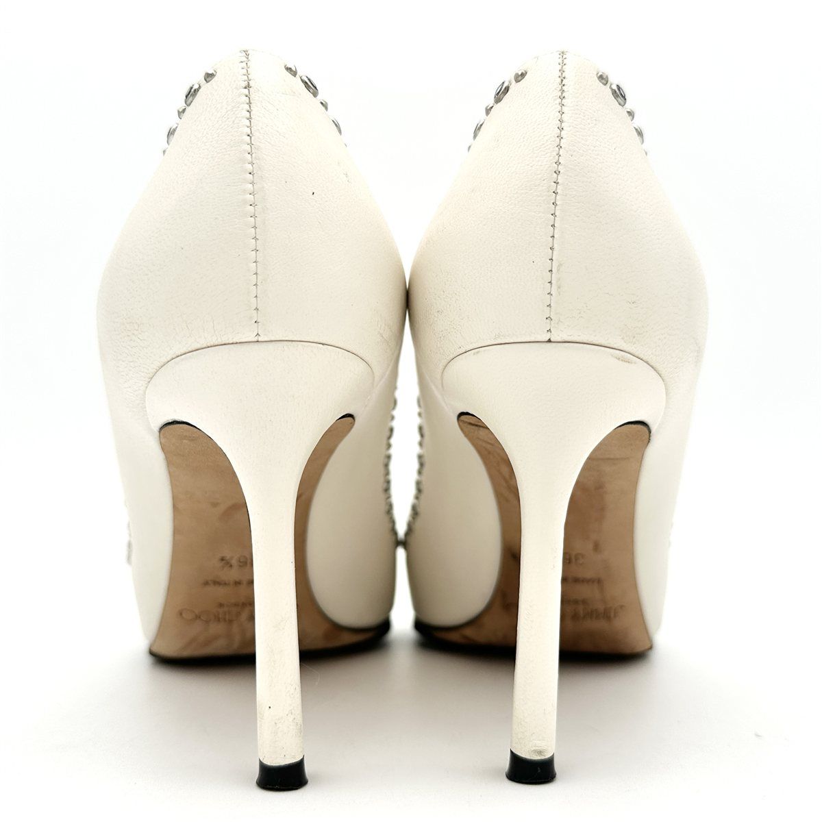 JIMMY CHOO ハイヒール 本革 ビブラムソール ラインストーン ポイン