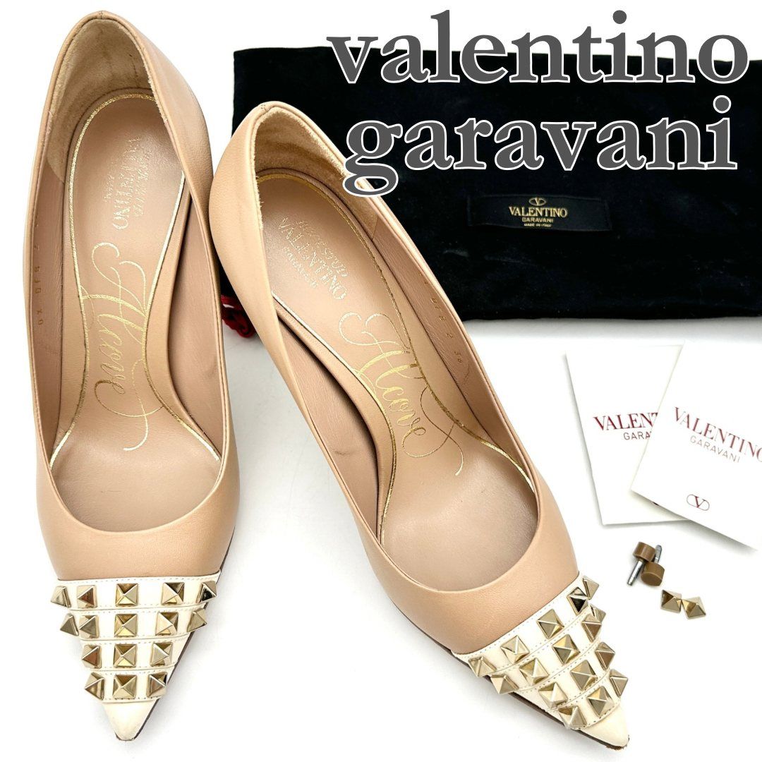valentino garavani ハイヒール 本革 スタッズ キャップトゥ ポイン