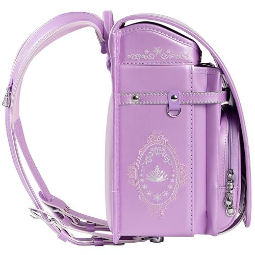 Margela ランドセル 女の子 最新リュクススノーフレーク プリンセスフローズンクラウン 刺繍デザイン 人工皮革パール生地 ワンタッチロック ハート 売者6年保証 透明なブックバッグカバーギフトパッケージschoolbag randose