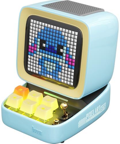 Divoom Ditoo Pro ワイヤレススピーカー 15 W 強化された低音 青軸キーボード RGBライト 音質高 Bluetooth 5.3 ピクセルアート アプリ USB接続 PC用 microSDカード 12時間持ち 光沢塗装