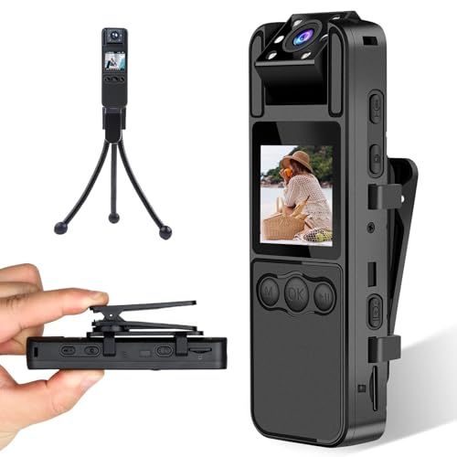 最進化4 K 長時間録画の小型ビデオカメラ ボディ ハンディ 動画撮影用カメラ 1600 mAh大容量 単独録音8時間 180度回転レンズ 回転式のクリップ|ハンディ|首掛け|三脚スタンド 動体検知 ループ録画 旅行|外出中の防犯カメラ|バイクのドラレ