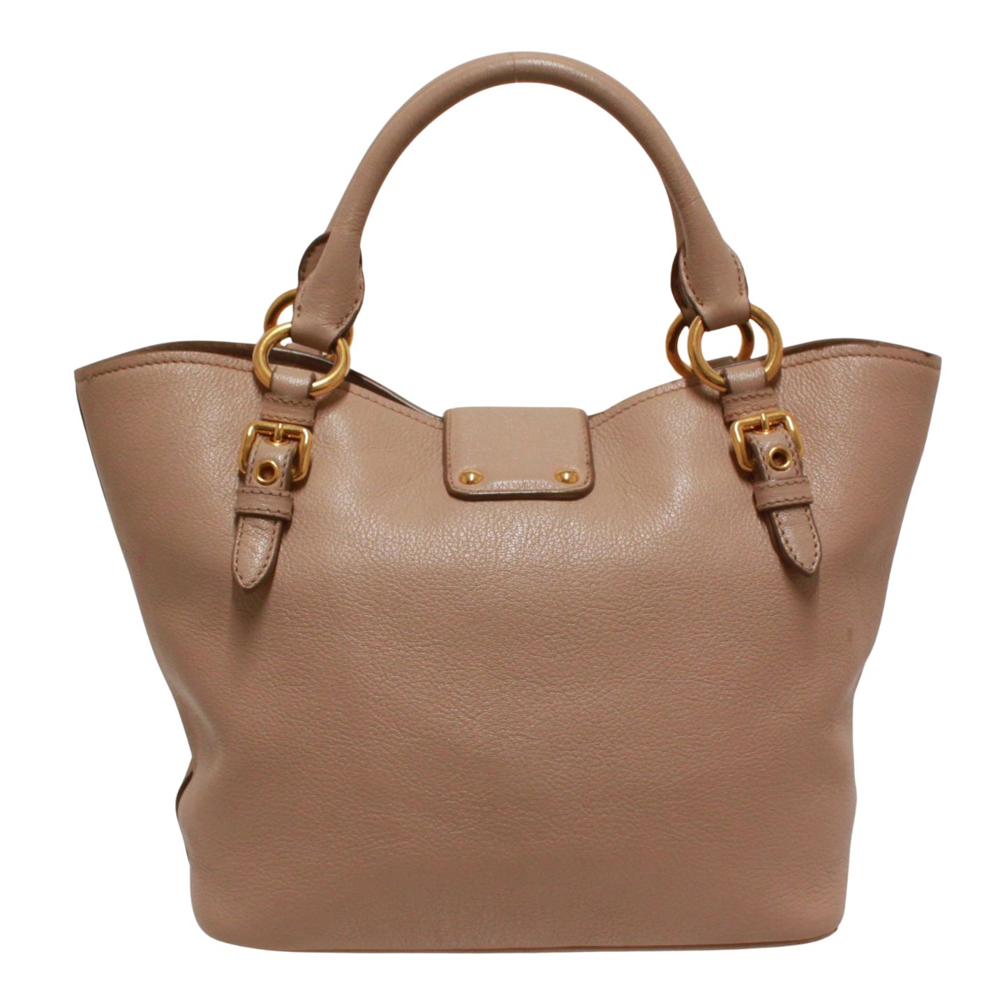 miu miu レザー ピンクベージュ ハンドバッグ ゴールド - メルカリ