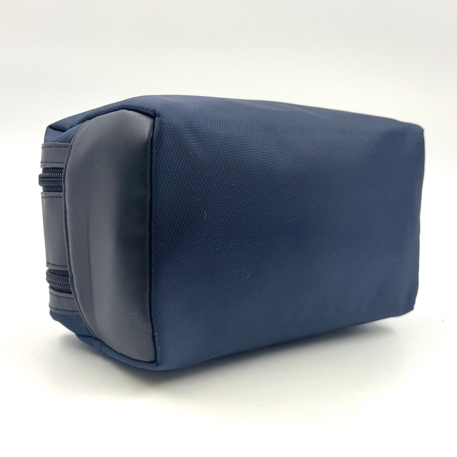 Christian Dior ダブルジップ ポリエステル ネイビー クラッチバッグ