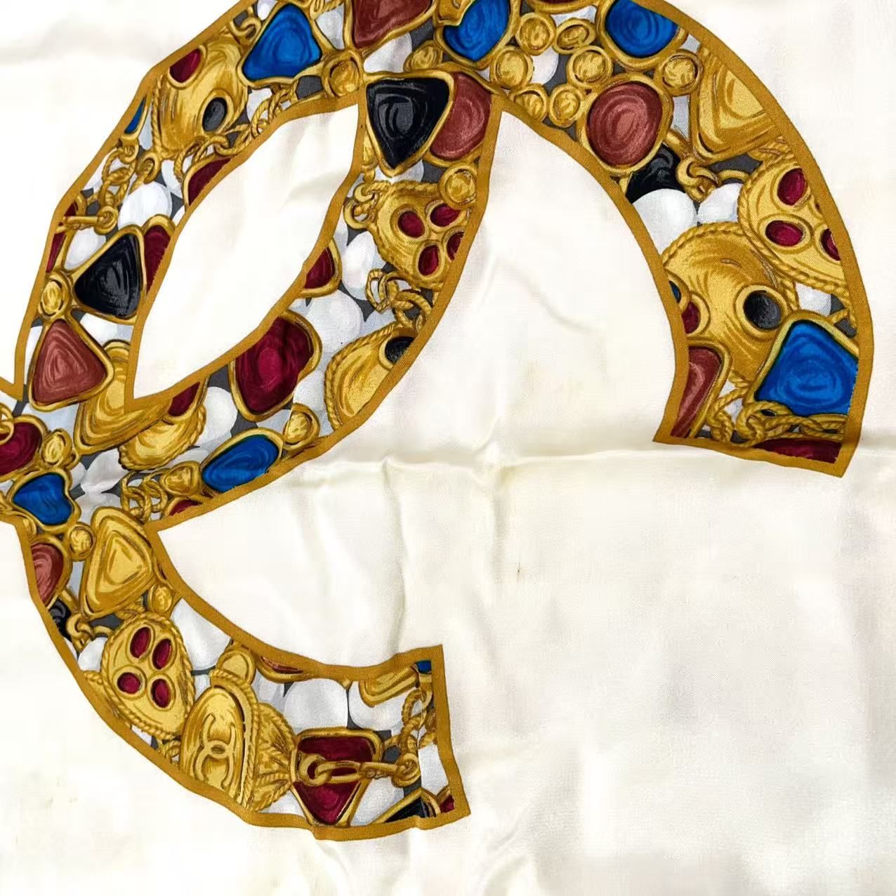 CHANEL ココマーク シルク ベージュ スカーフ