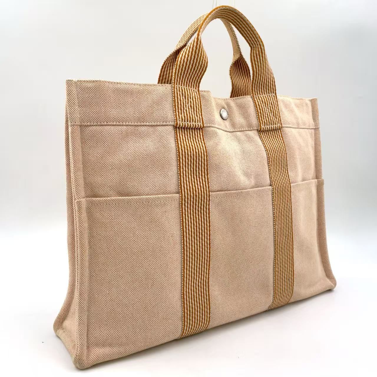 HERMES ニューフールトゥ トートMM キャンバス 小売業者 ベージュ