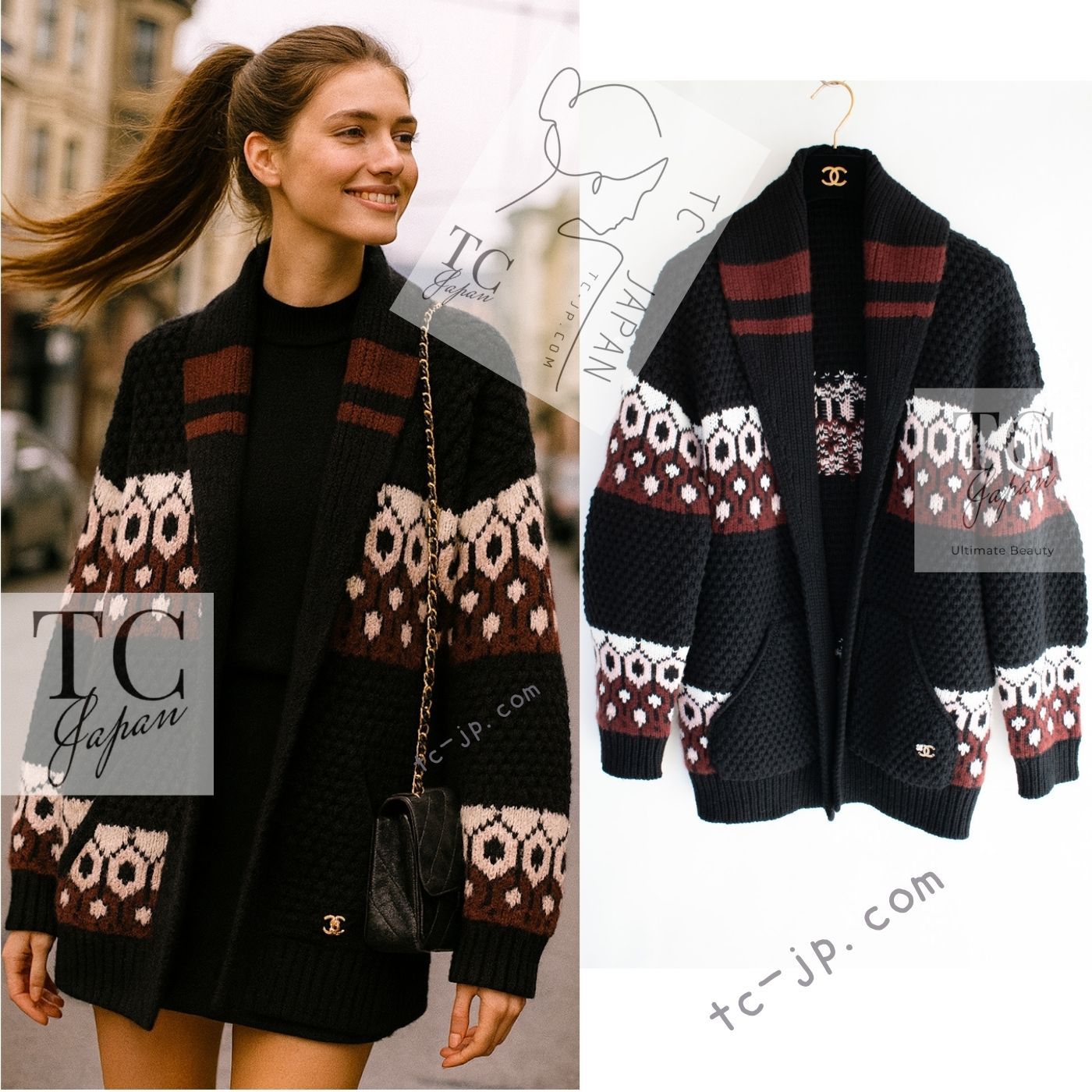 シャネル カーディガン 2024 CHANEL ブラック ふわふわ カシミヤ