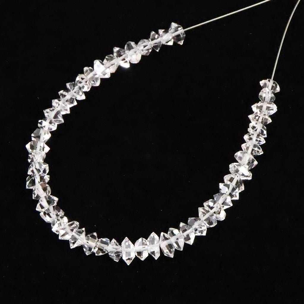 米国NY州産 ハーキマーダイヤモンド 結晶 ビーズ 1連 type.A 榎本通商84405