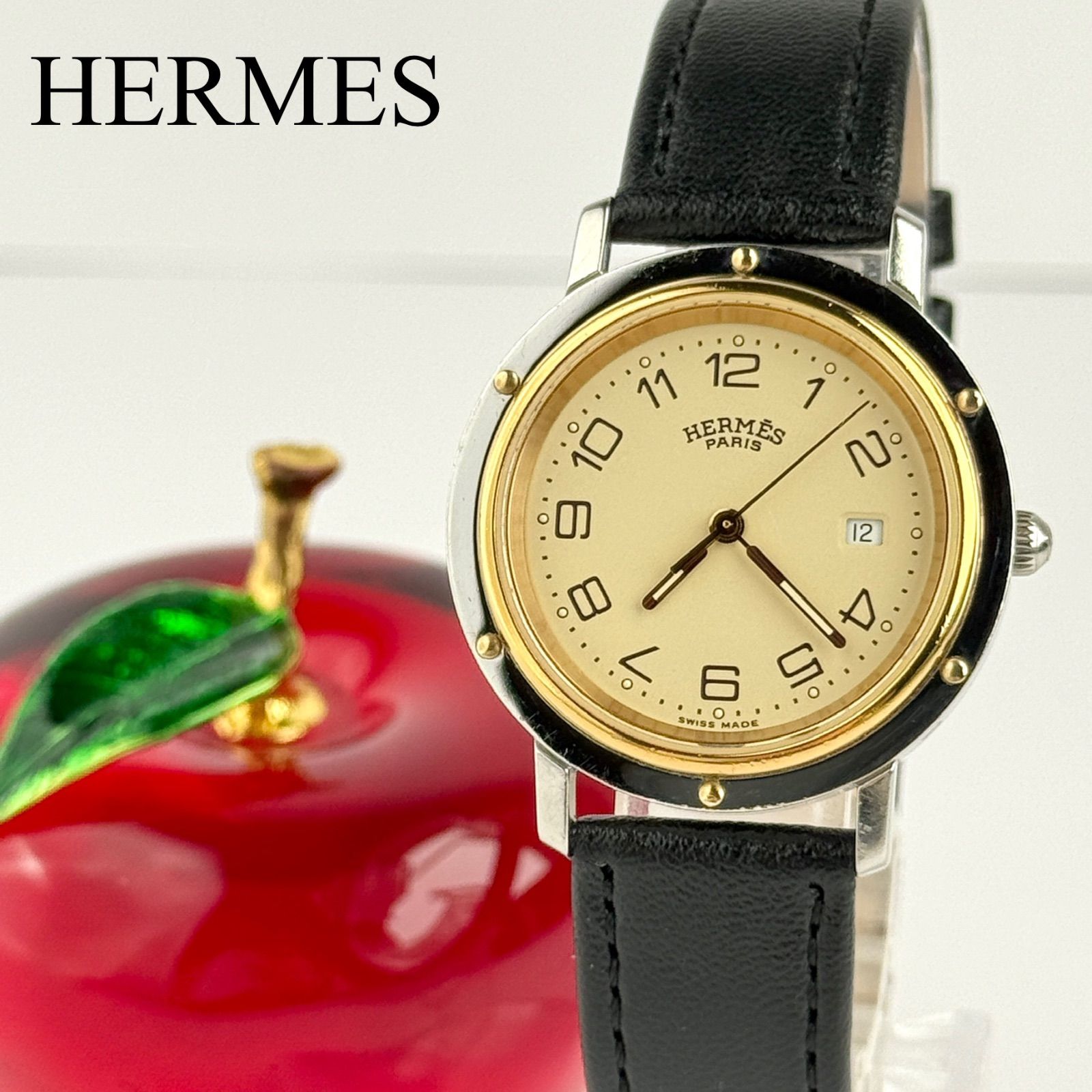 エルメス クリッパー CL3.440 男女兼用 新品ベルト 新品電池 844