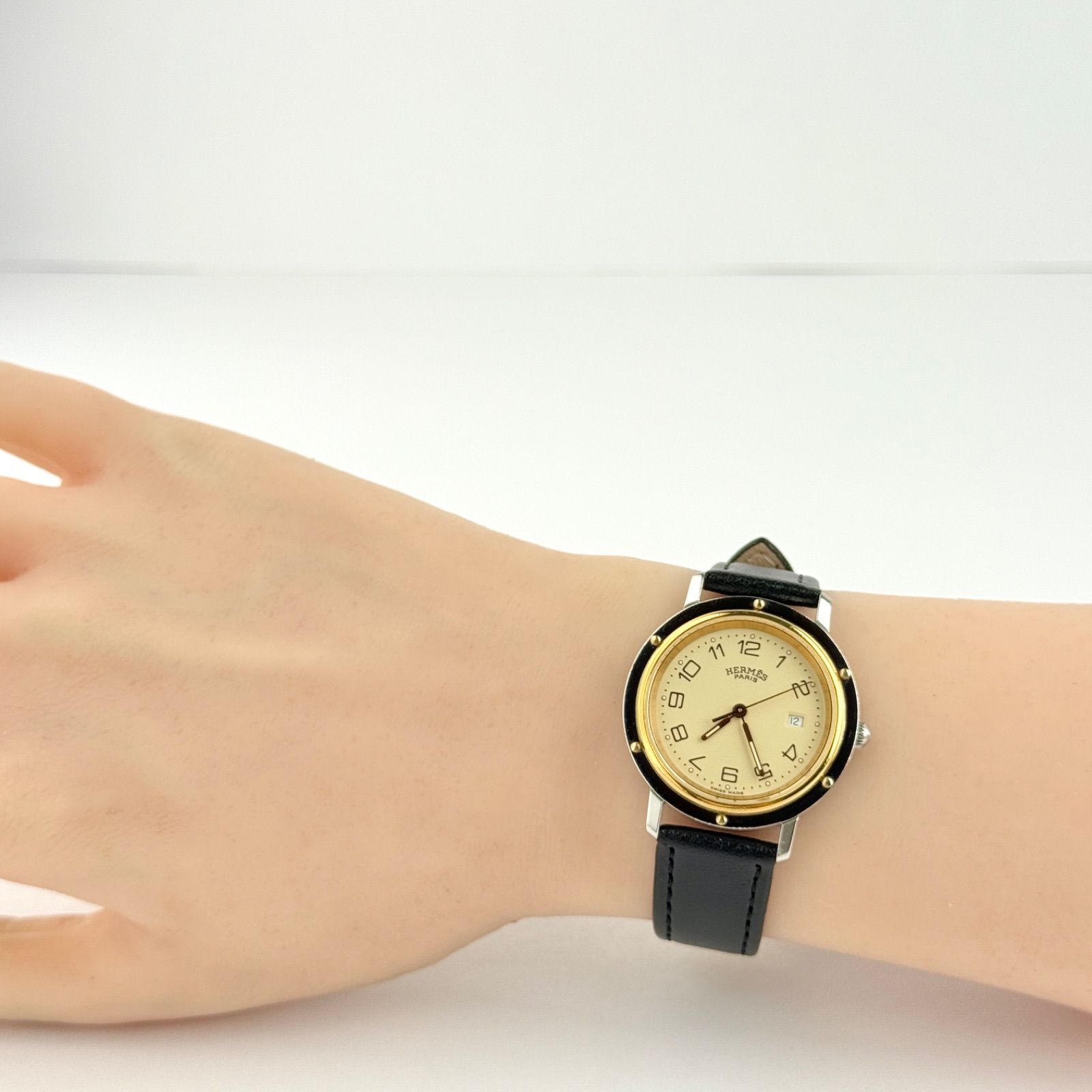 エルメス クリッパー CL3.440 男女兼用 新品ベルト 新品電池 844