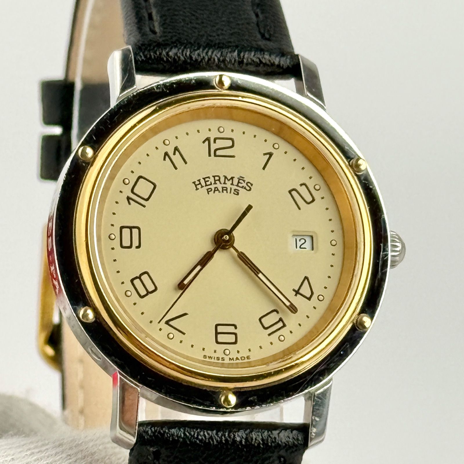 エルメス クリッパー CL3.440 男女兼用 新品ベルト 新品電池 844