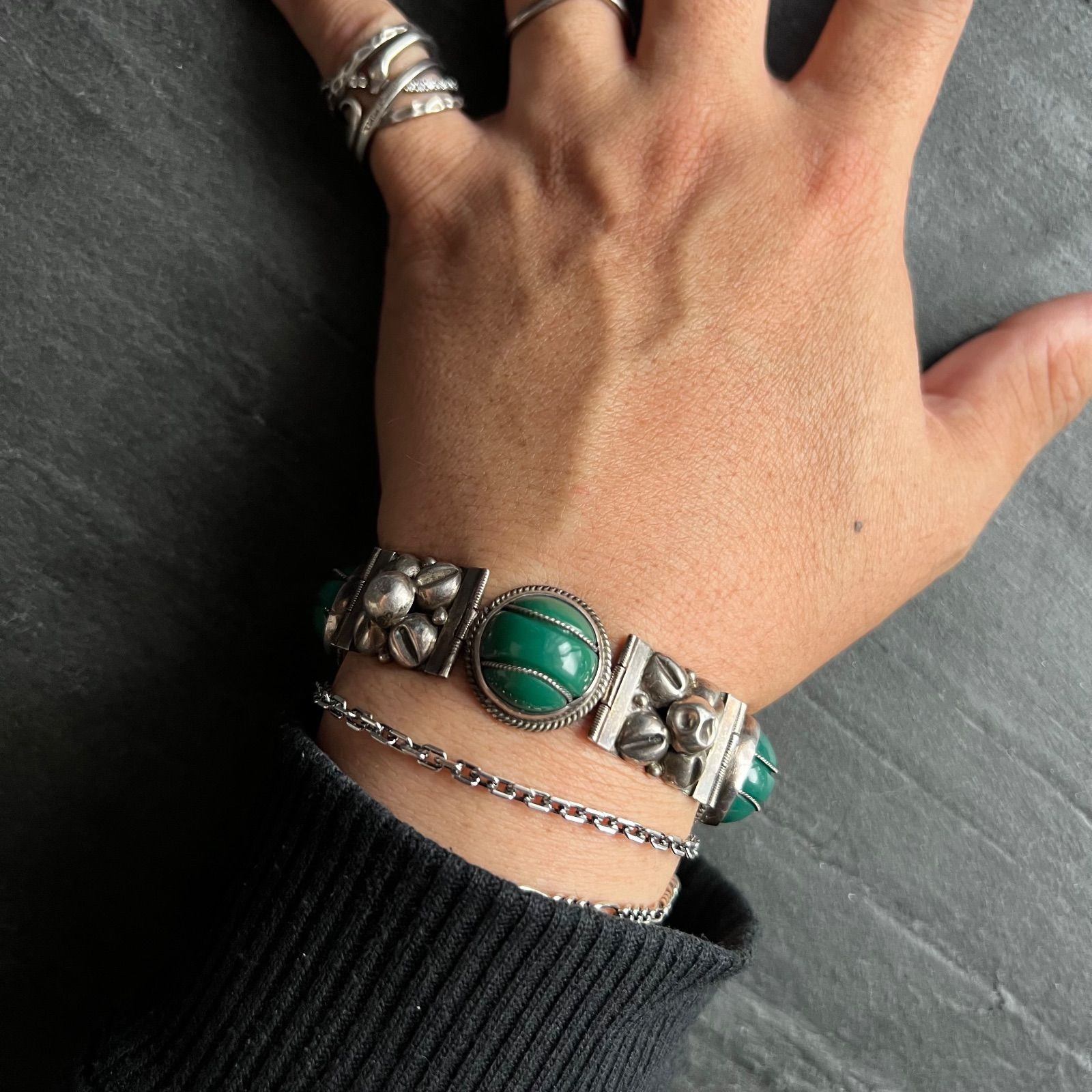 MEXICO TAXCO STERLING SILVER925 シルバー925 グリーンオニキス