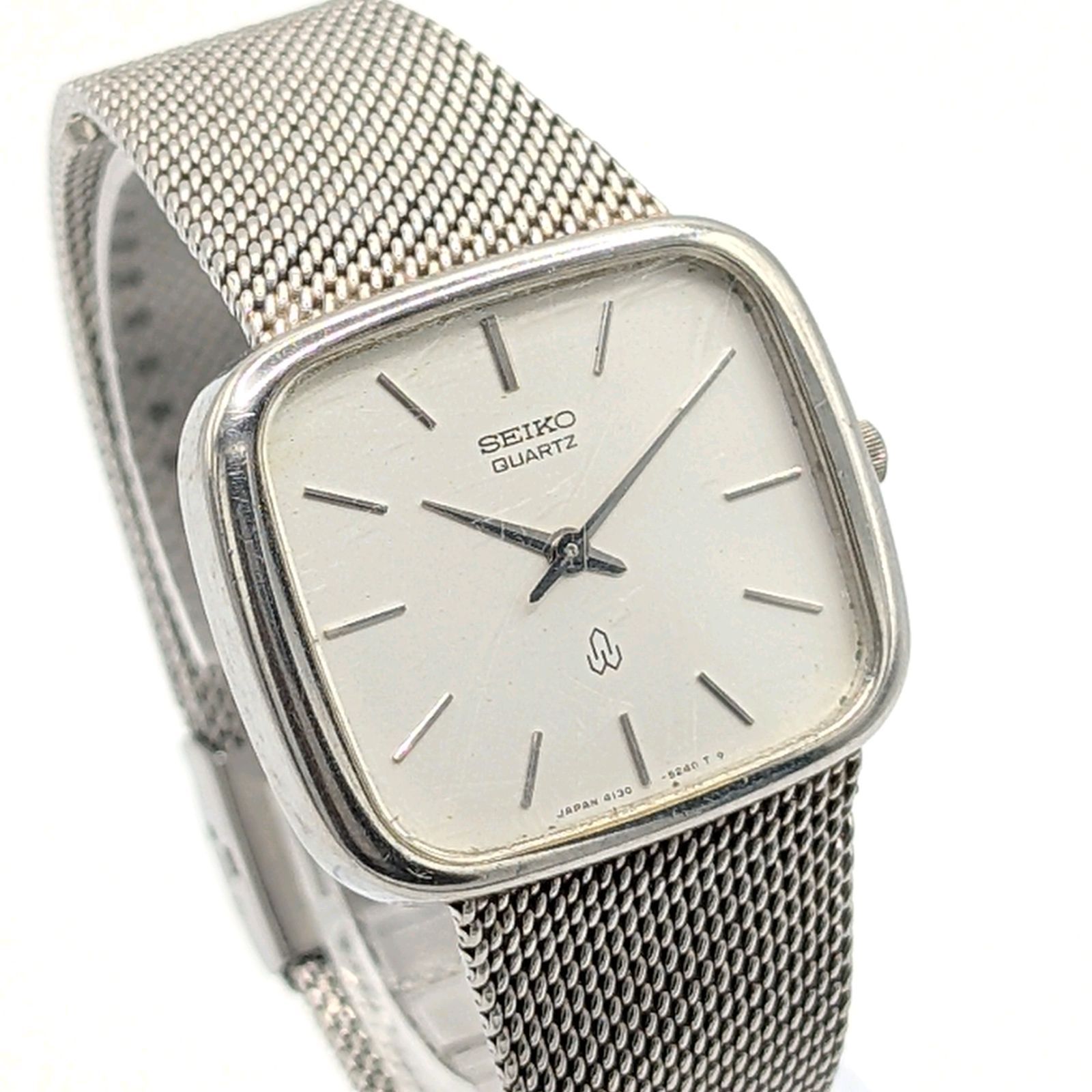 SEIKO Chariot 4130-5241 Watch Quartz Men s Square Silver Y 2 K 00 Vintage Working セイコー シャリオ 時計 クオーツ メンズ スクエア シルバー ヴィンテージ 稼働品