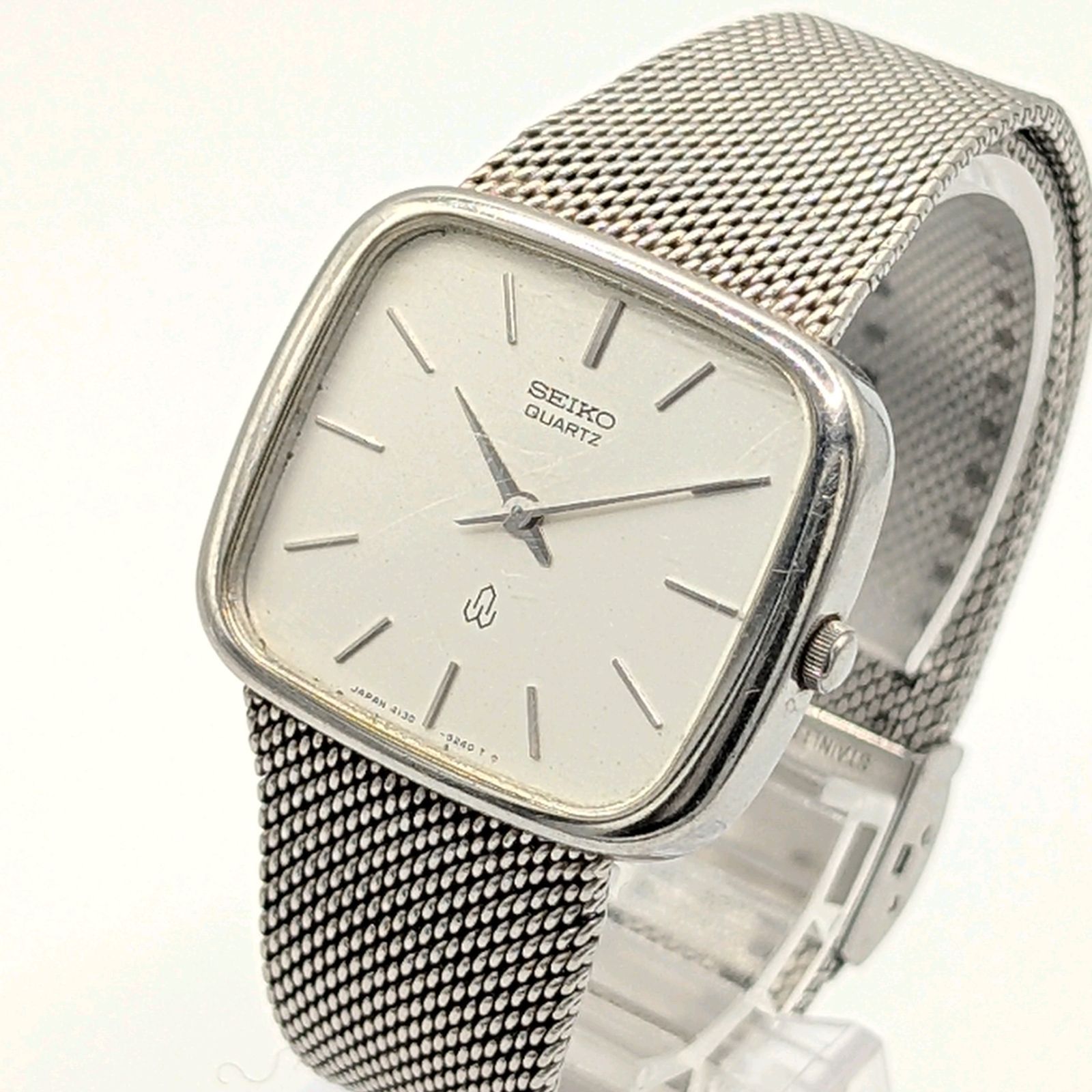 SEIKO Chariot 4130-5241 Watch Quartz Men s Square Silver Y 2 K 00 Vintage Working セイコー シャリオ 時計 クオーツ メンズ スクエア シルバー ヴィンテージ 稼働品