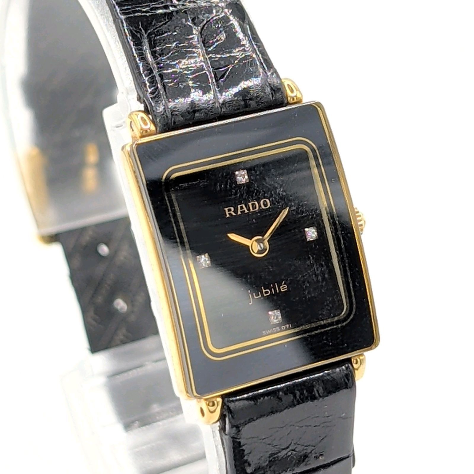 RADO jubile 153.3606.2 Watch QZ Ladies Square Gold Black dial 4P