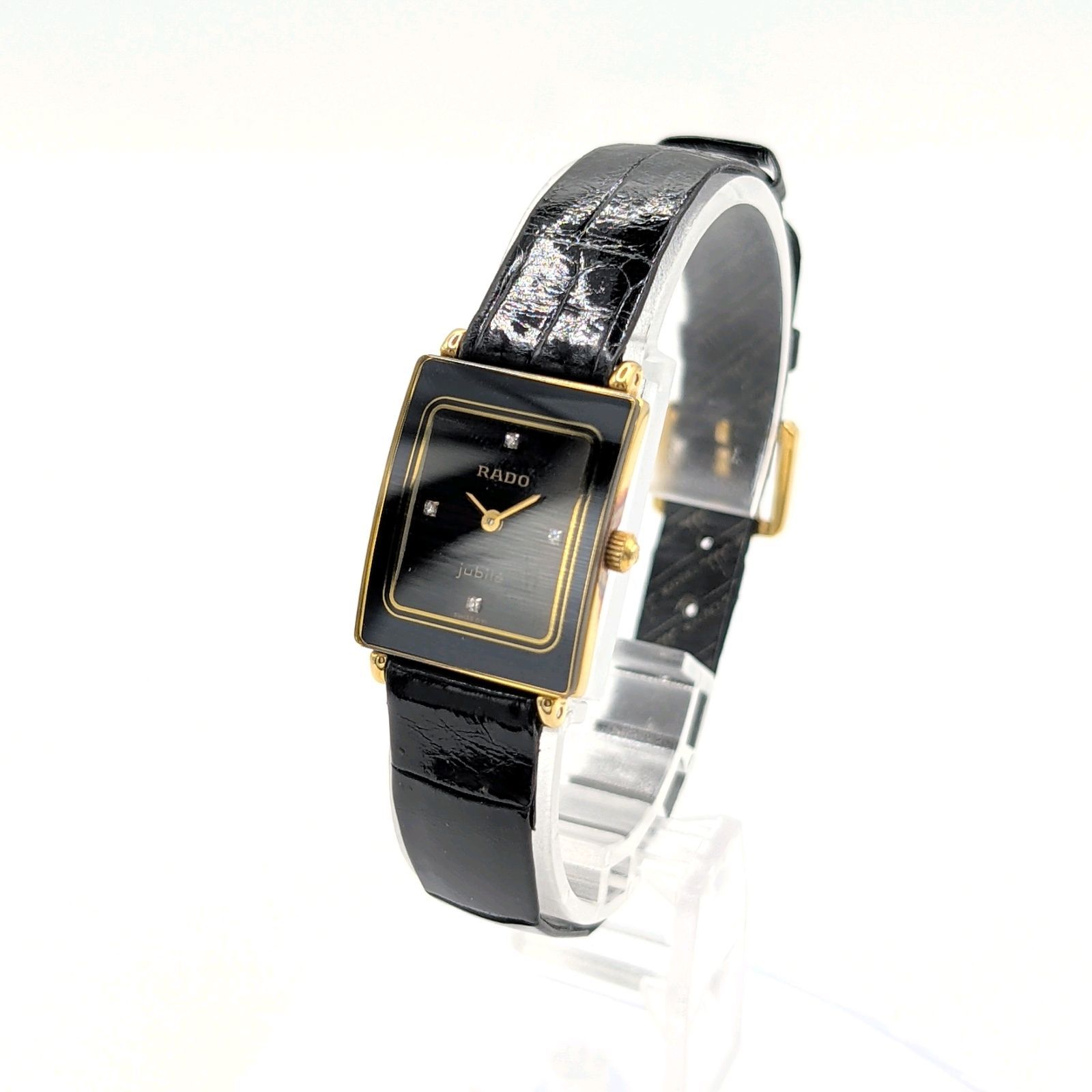 RADO jubile 153.3606.2 Watch QZ Ladies Square Gold Black dial 4P