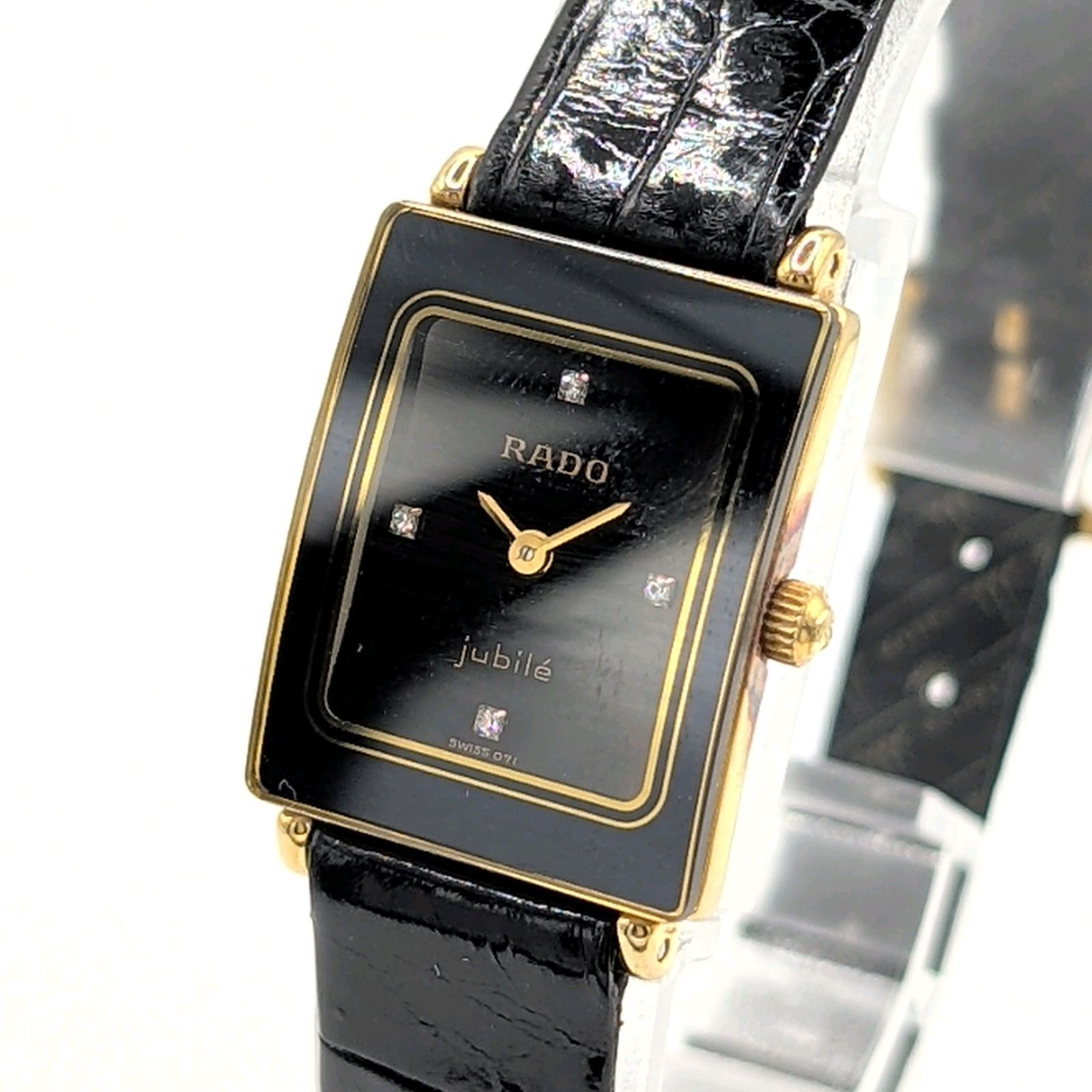 RADO jubile 153.3606.2 Watch QZ Ladies Square Gold Black dial 4P