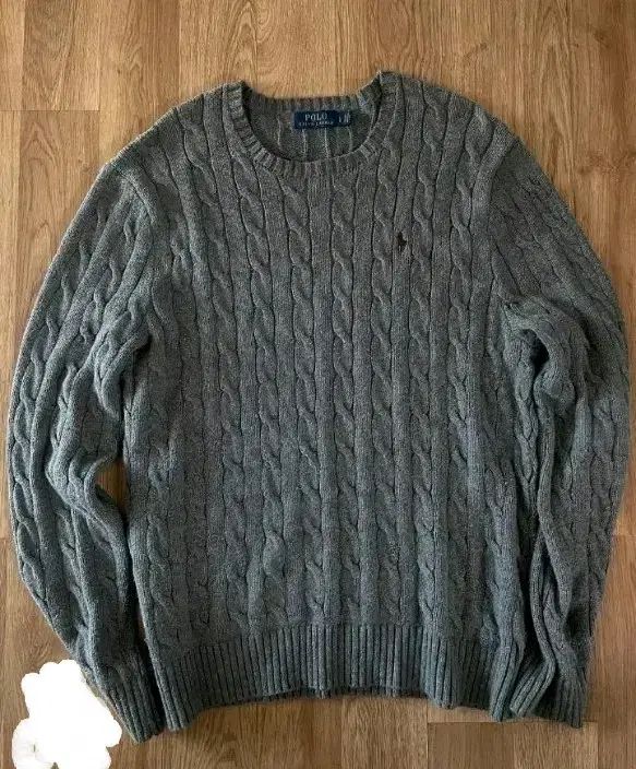 ポロラルフローレン ケーブルニット L グレー