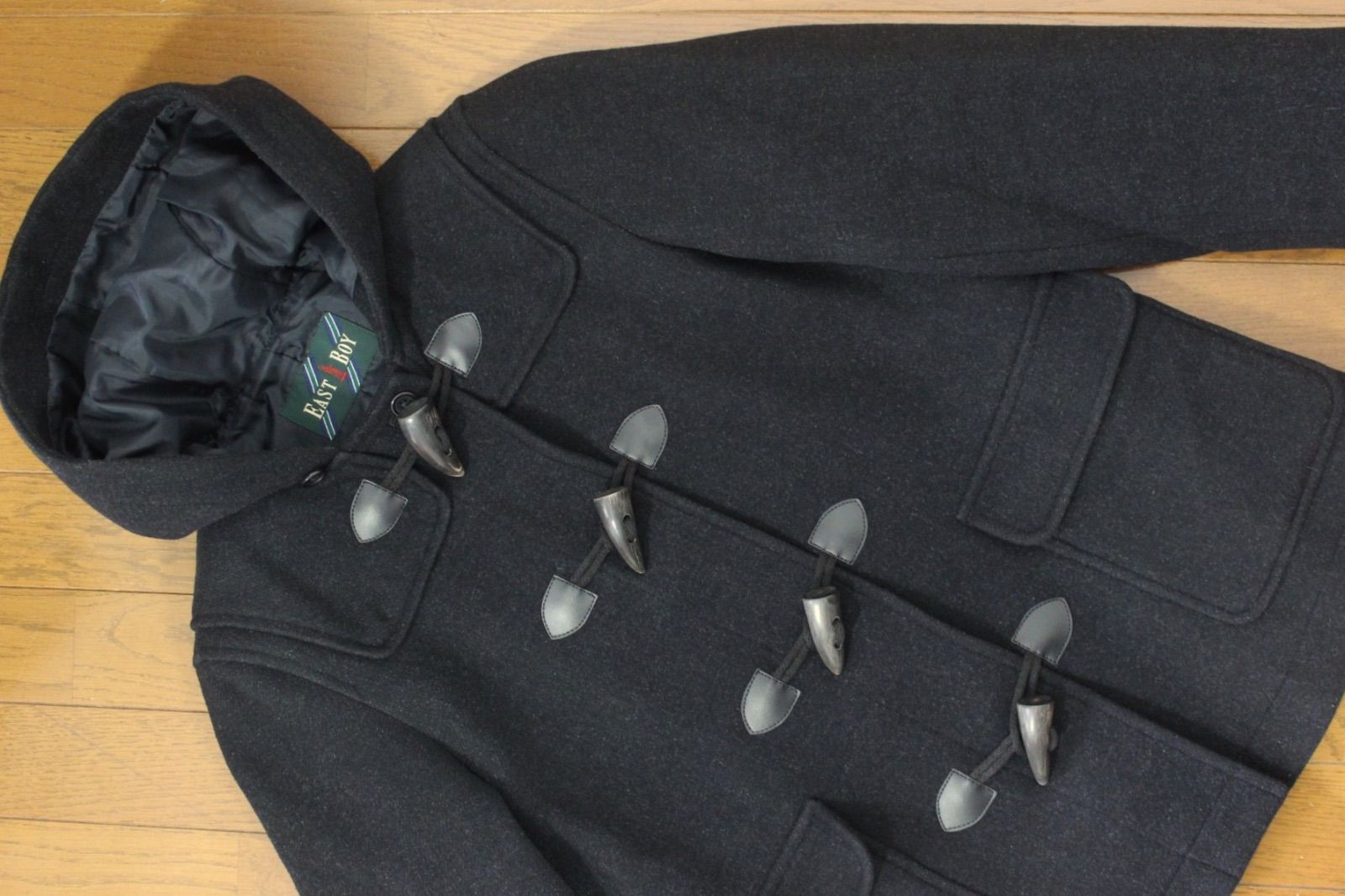 73【極美品】イーストボーイ ダッフルコート 9 ダークグレー M EAST