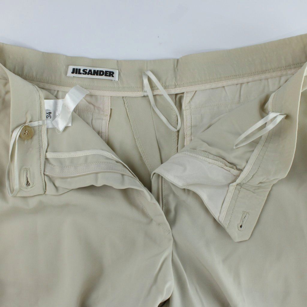 【JIL SANDER】ベージュワイドパンツ 34 JIL SANDER】ベージュワイドパンツ 34