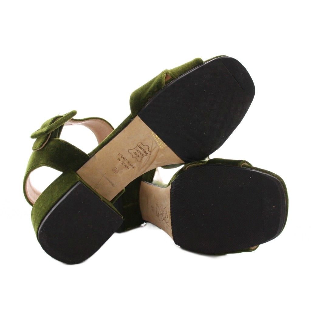 ペリーコ PELLICO SUNNY サニー ベロアクロスサンダル 36 カーキ 緑