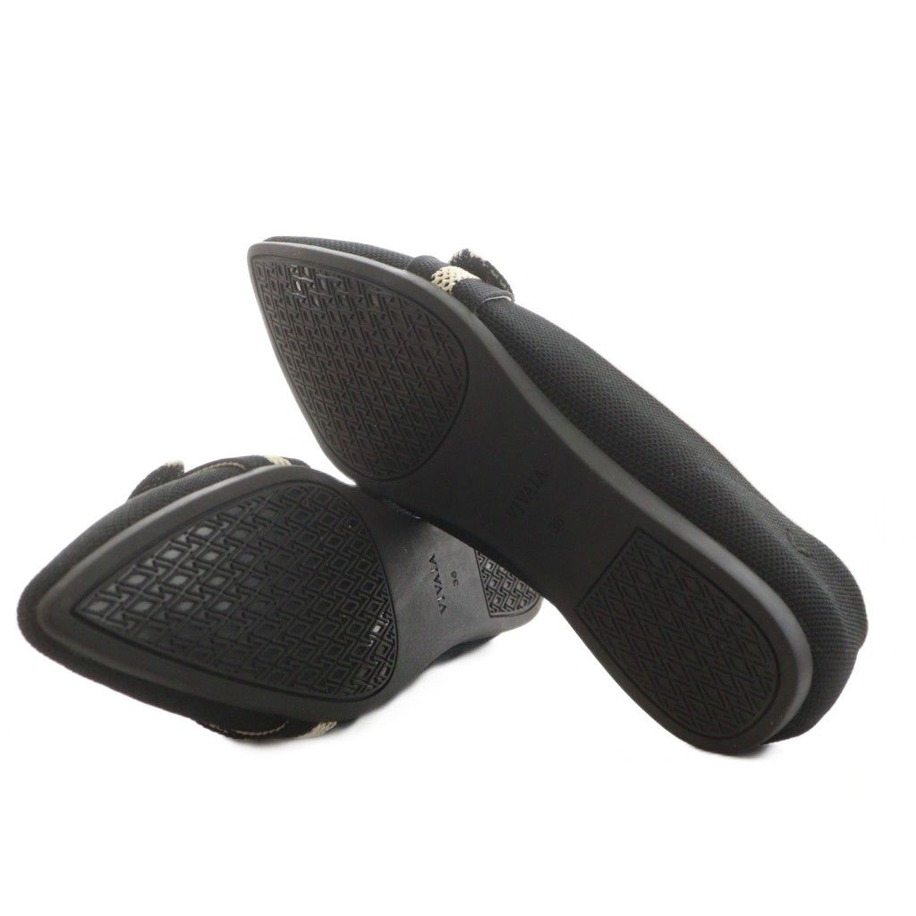 ビバイア VIVAIA パンプス ポインテッドトゥ リボン 36 黒 ブラック