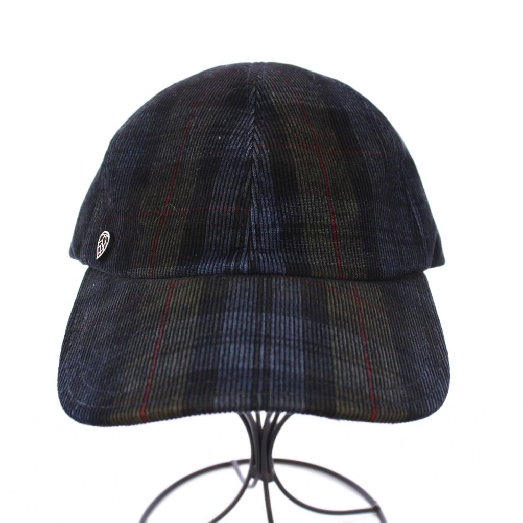 ヘレンカミンスキー HELEN キャップ 帽子 6パネル チェック柄 コーデュロイ 紺 ネイビー 黒 ブラック BB