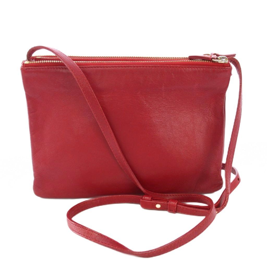 【美品】セリーヌ　フィービー期　トリオ　ラージ　レッド　ショルダーバッグ TRIO（CELINE） CELINE / セリーヌ トリオ ラージ 斜め掛け ショルダー