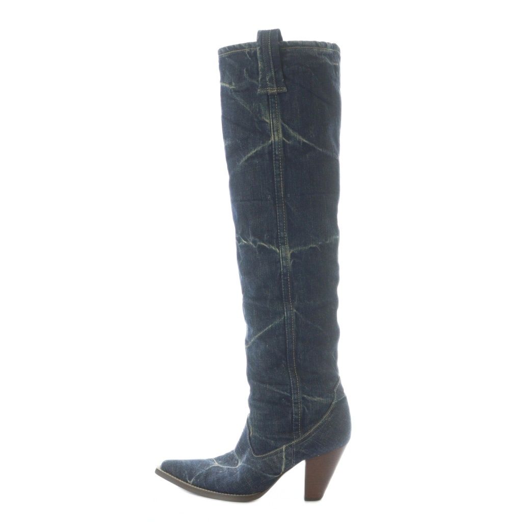 HYSTERIC GLAMOUR デニム風ブーツ ヒステリックグラマー HYSTERIC GLAMOUR デニム ニーハイブーツ M 23cm