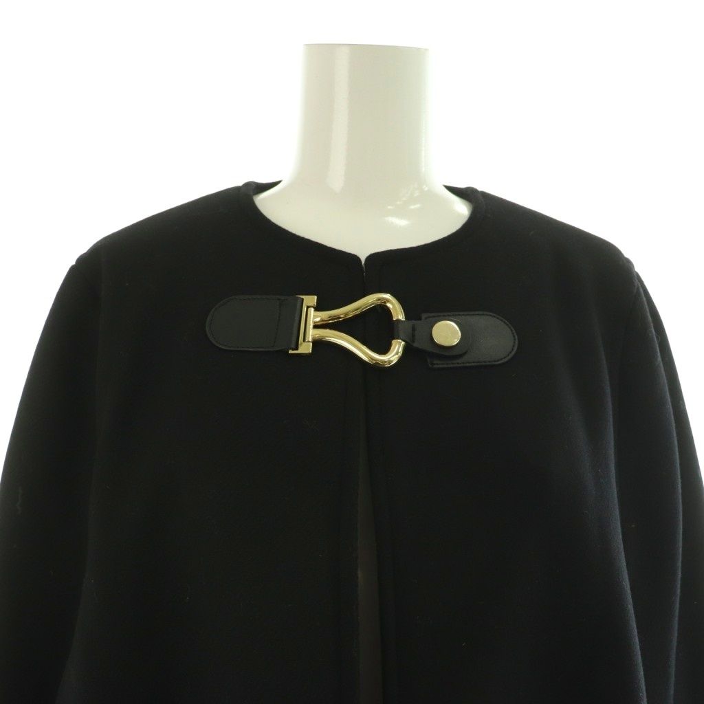 ザラ ZARA MANTECO バックルケープ コート ポンチョ ブラック /MY □OS