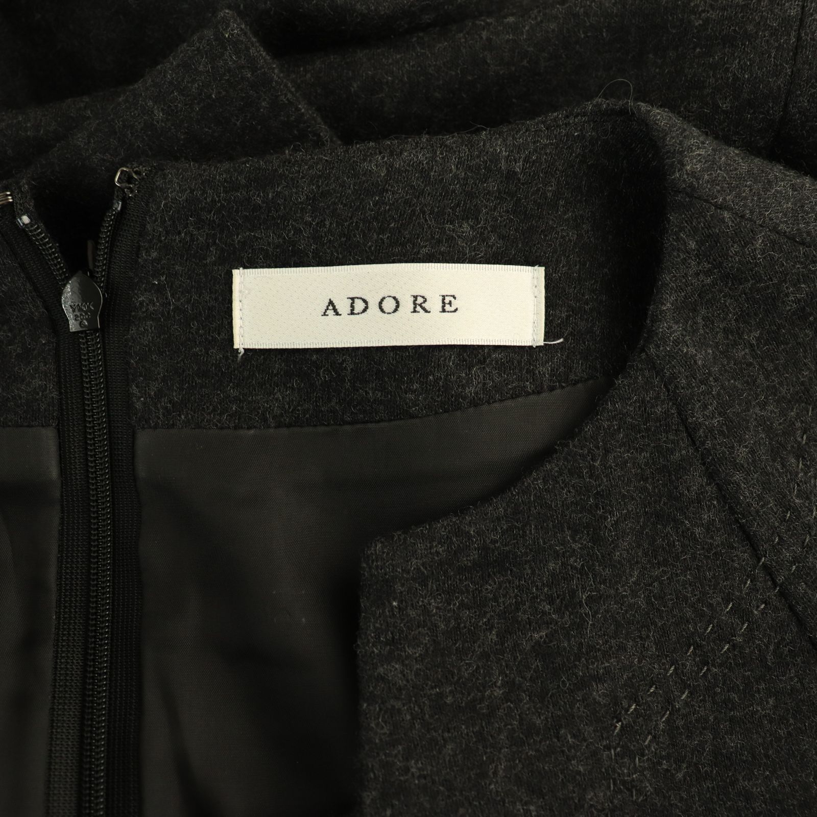 アドーア ADORE ウールスムース2Aラインワンピース 長袖 ロング 38