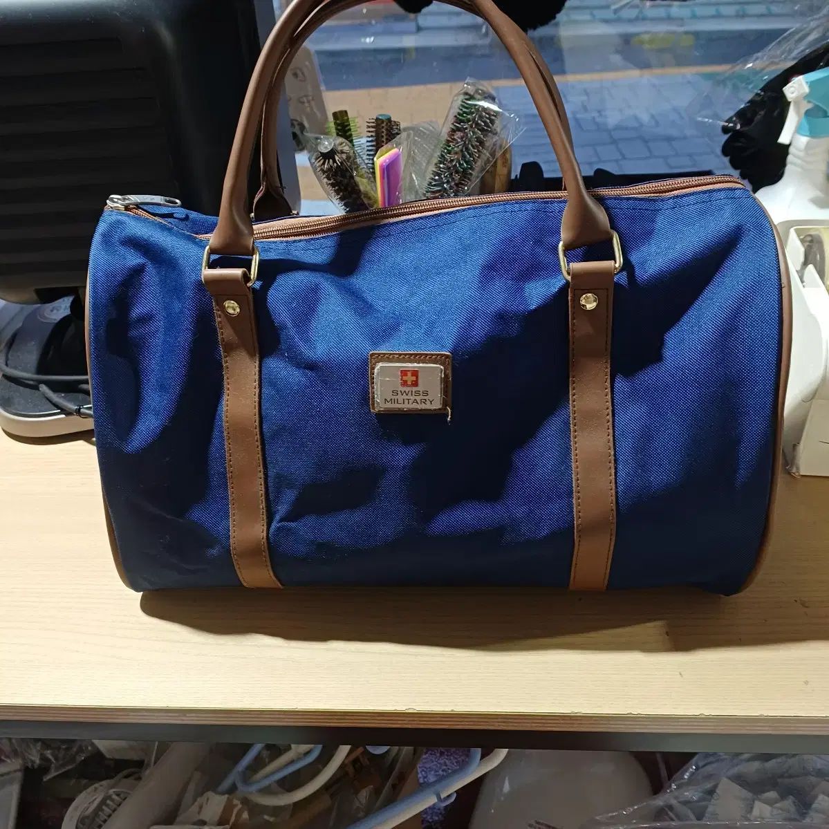 スイスミリタリー ブルー ボストンバッグ 縦40 縦25 幅22 012091