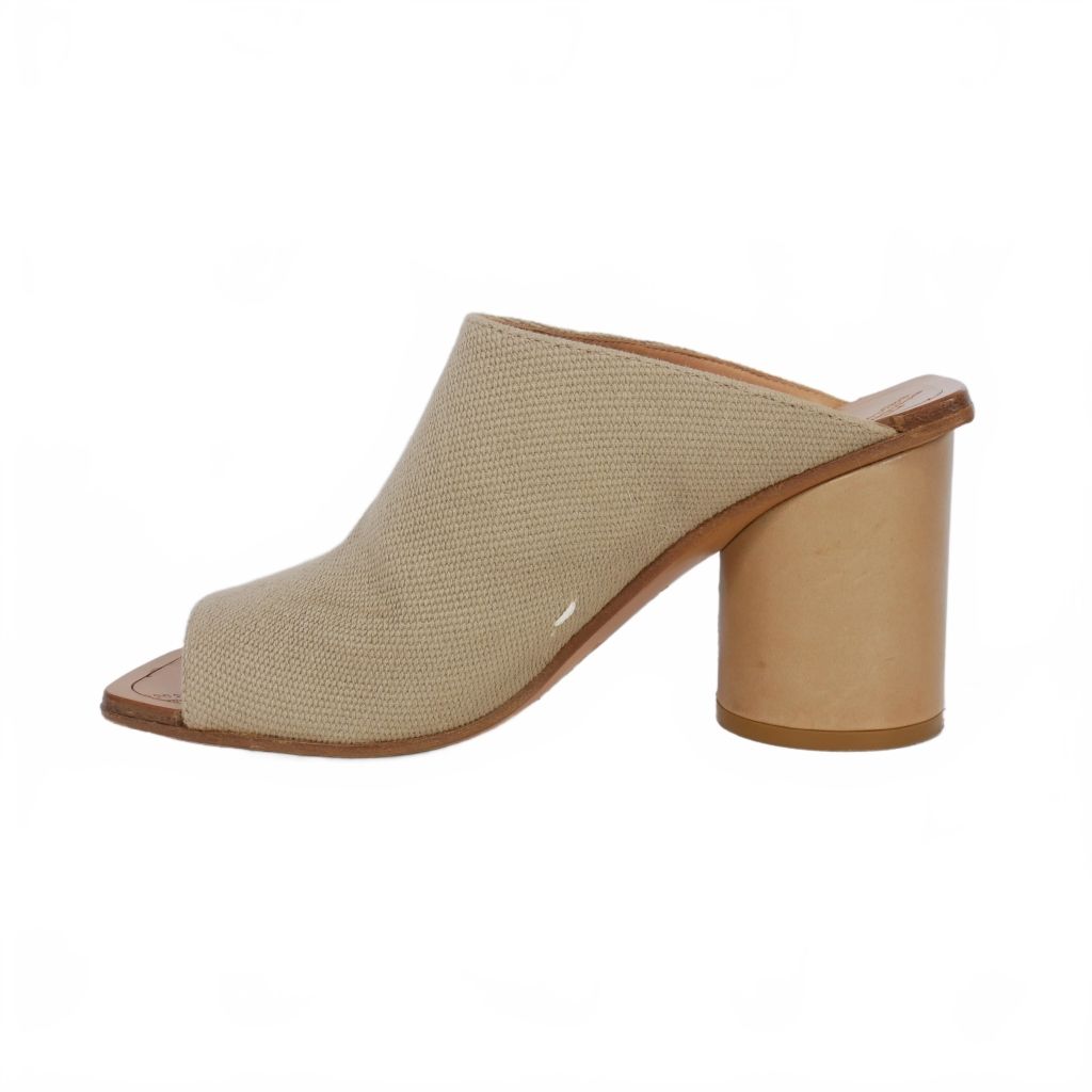  メゾンマルジェラ Maison Margiela ジュートキャンバス ミュール サンダル チャンキーヒール 36 ベージュ サンダル サンダル ミュール