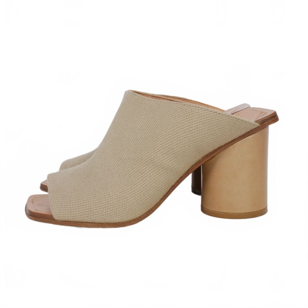 メゾンマルジェラ Maison Margiela ジュートキャンバス ミュール サンダル チャンキーヒール 36 ベージュ