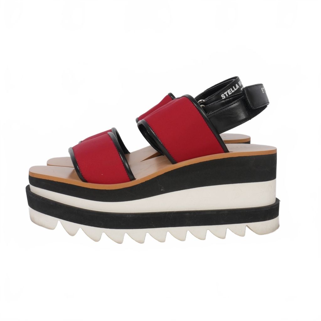 ステラマッカートニー STELLA McCARTNEY SNEAK ELYSE ストラップ プラットフォームサンダル 37 赤 レッド