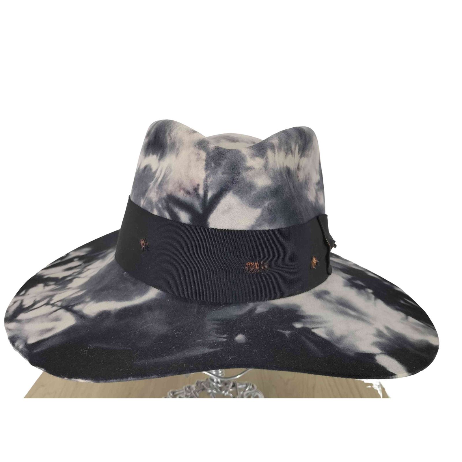 ユーズドフルギ 古着 Nick Fouquet 総柄 リボン装飾 ダメージ加工 ハット import メンズ 7 1|2