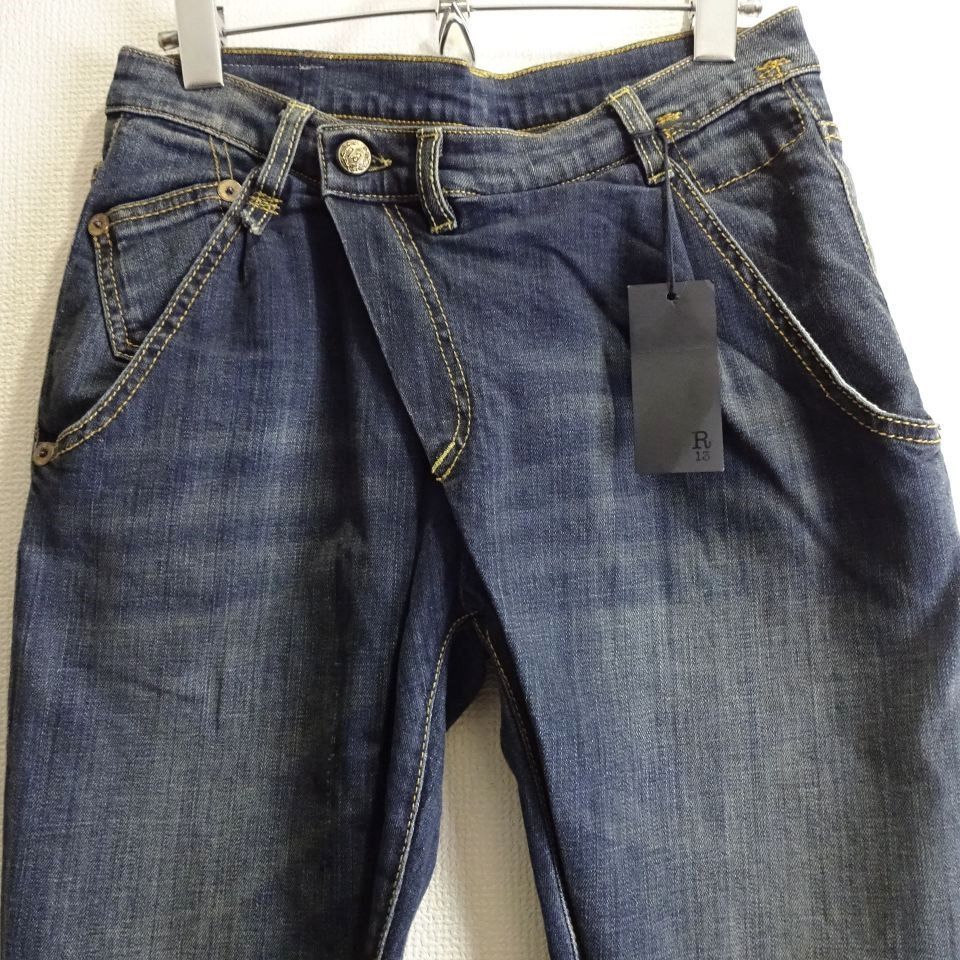 R 13 X OVER W 72 cm クロスオーバースキニーデニム ストレッチ 藍青 レディース イタリア アールサーティーン