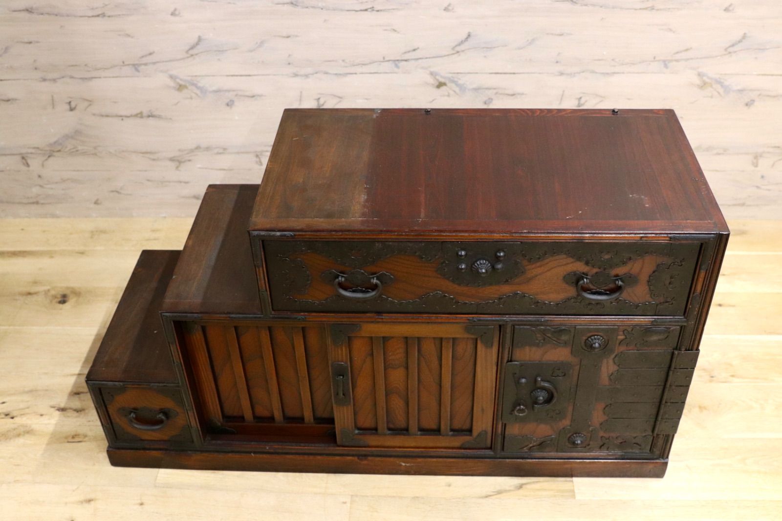 GMIH345○時代箪笥 階段箪笥 アンティーク 和家具 レトロ 店舗什器