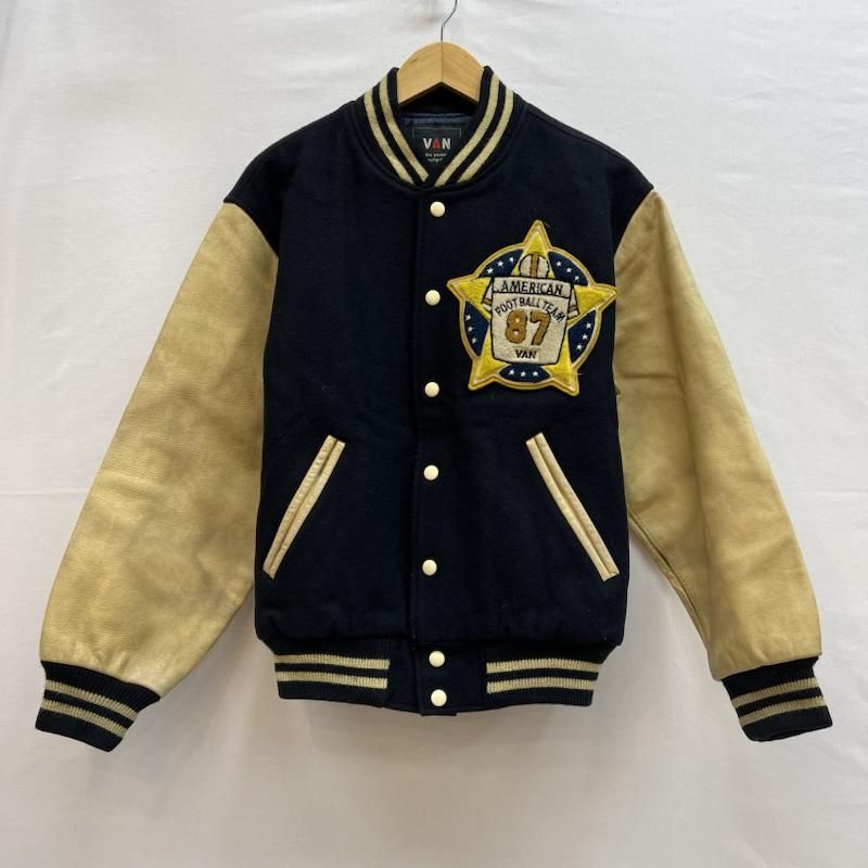 ヴァンヂャケット 80 s アーチロゴ スタジャン レザースリーブ ヴィンテージ メンズ M ISItems 古着