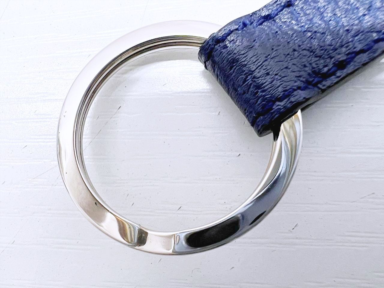 BVLGARI ブルガリ マン キーリング キーホルダー ネイビー シルバー