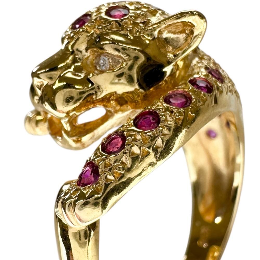 12号 パンサーモチーフ ルビー ダイヤモンド リング・指輪 K18ゴールド