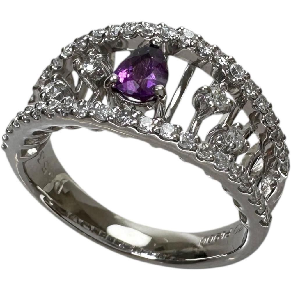 12号 パープルトルマリン 0.30 ct ダイヤモンド 0.53 リング 指輪 Pt 900プラチナ 8.4 g レディース NN